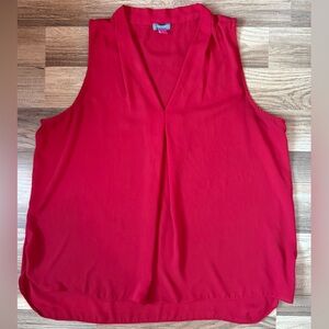 Vince Camuto Sleeveless Red V-Neck Top